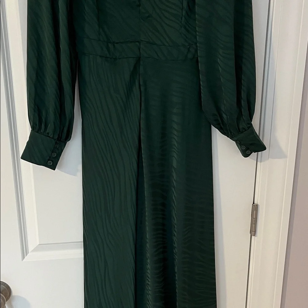 Ronny Kobo Collection Deep Green Long Sleeve Dress M animal print